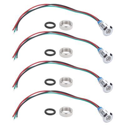 4 Set LED Kontrollleuchte Signal 2 Farbe Gemeinsame Anode Wasserdicht Metall 8mm 220V(Grünrot )