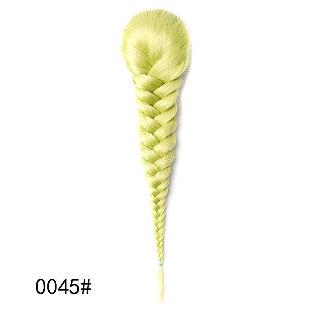 Jeedou Ponytails Hair Braided Plaited Fishtail Fishbone Drawstring Ponytail Extension Rainbow Colorful Chignon Hairpiece