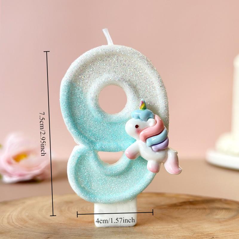 Cartoon Unicorn Digital Candle Birthday Candle Party Festival Cake Decoration Atmosphere Props