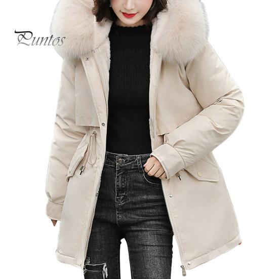 Hooded Women Coat Winter Jacket with Faux Fur Collar Soft Fabric Warm Fashionable Zipper Closure for Autumn Versatile