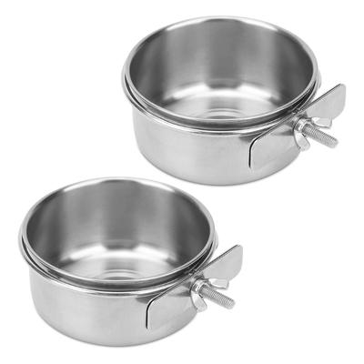 Bird Feeder Bowl Clamp Bird Water Bowl Stainless Steel Bird Bowl Bird Feeding Cups With Clip Bird Cage Feeder Waterer