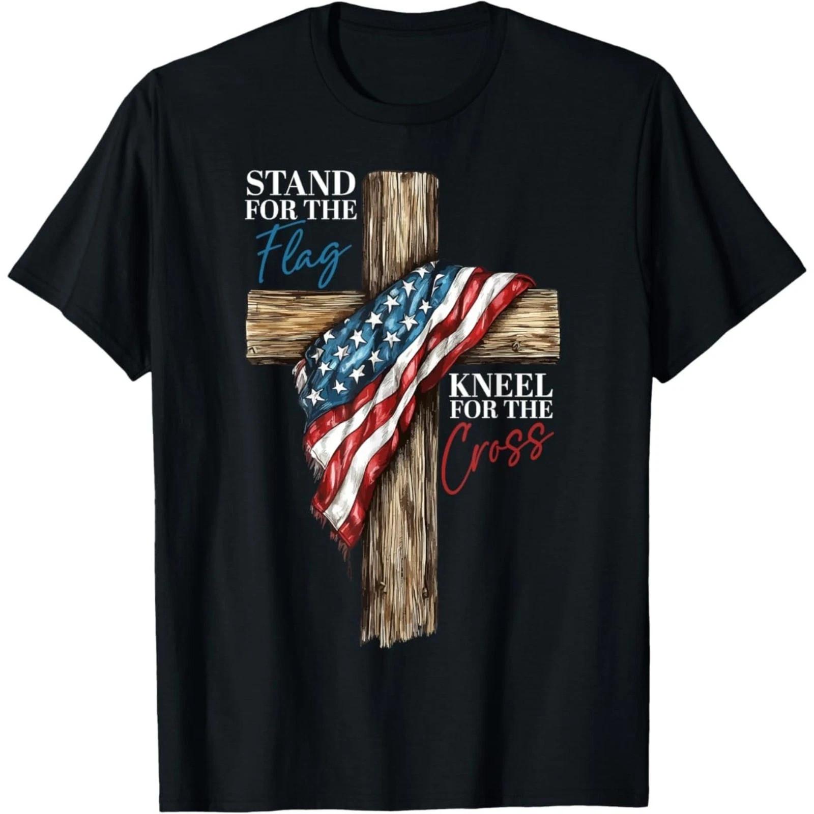 Stand for the Flag Kneel for the Cross Patriotic Faith T-Shirt S разноцветный