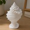 White Conch Shell Figurine, 3D Printed Nautical Coastal Tabletop Ornament for Living Room, TV Stand, Bookcase Shelf, Cabinet Decor