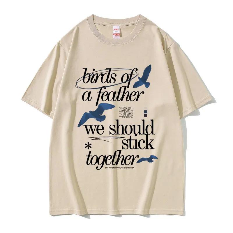 Summer men's Birds of A Feather printed T-shirt 100% pure cotton casual top Hip Hop trendy style Harajuku clothing