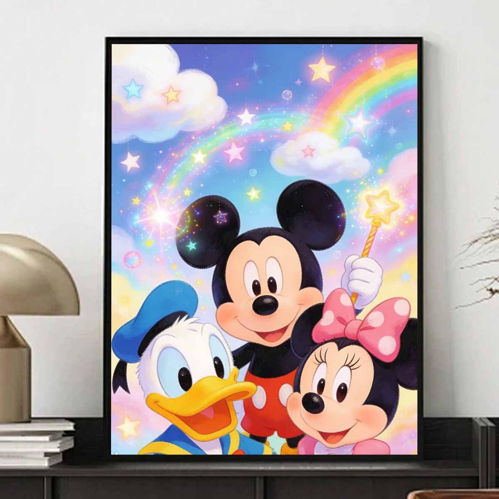 Disney Diamond Art Painting Kit Mickey Donald Minnie Wall Decor Handmade Gift Sparkling Stars Rainbow Sky