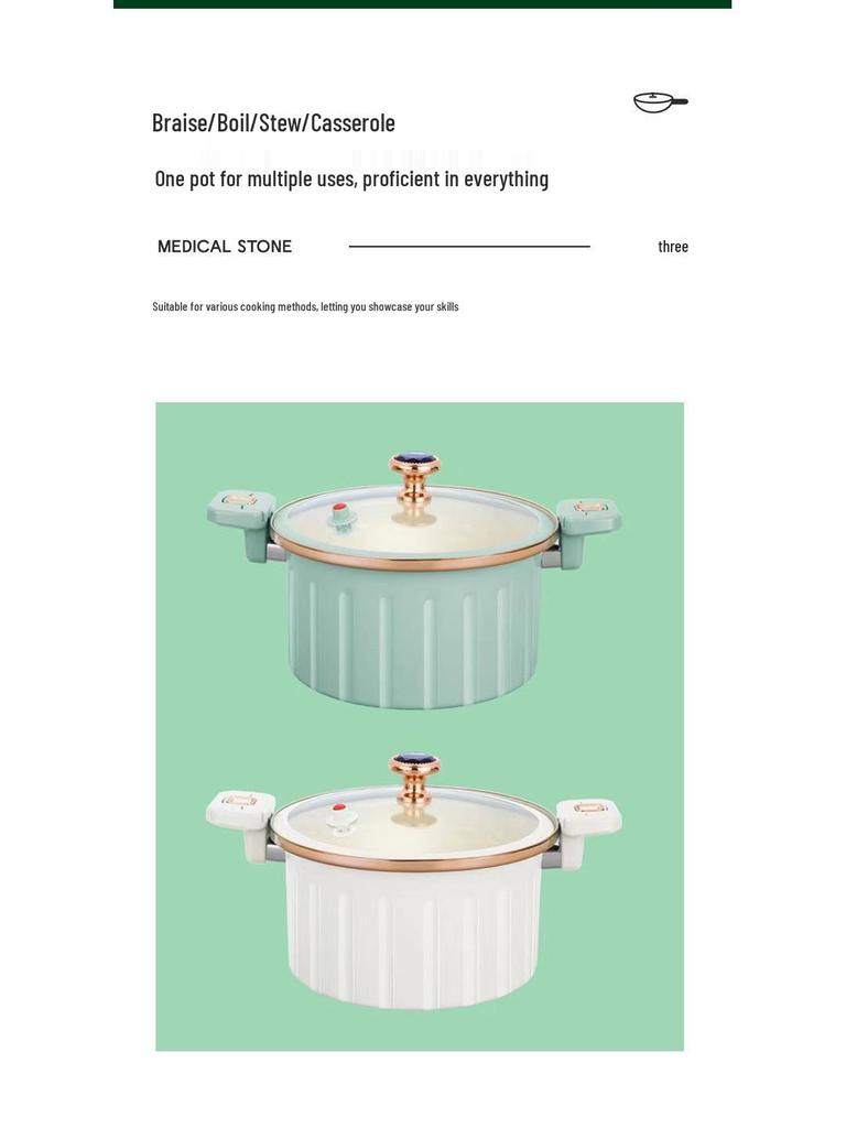 Large Capacity Non-Stick Enamel Soup Pot - Multi-Functional Double-Handled for Low Pressure Cooking