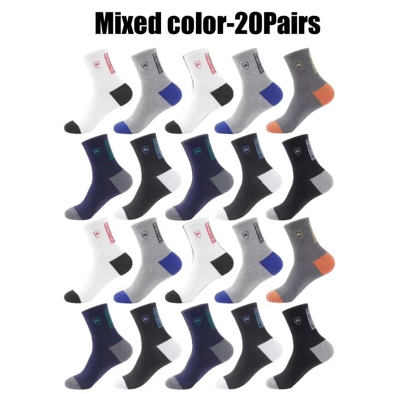 Men Mid Calf Socks Anti Odor Moisture Wicking All Season Cotton Socks Korean Trend Versatile Autumn Winter Men Sports Socks
