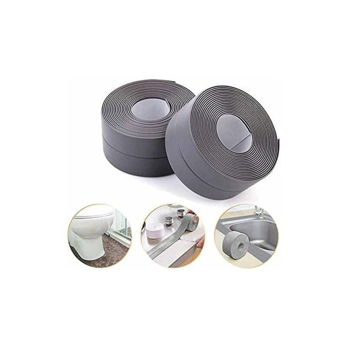 Ruban d'Étanchéité Auto-Adhésif Anti-Moisissure, PE pour Salle de Bain et Cuisine, Lot de 2 (Gris) YYV