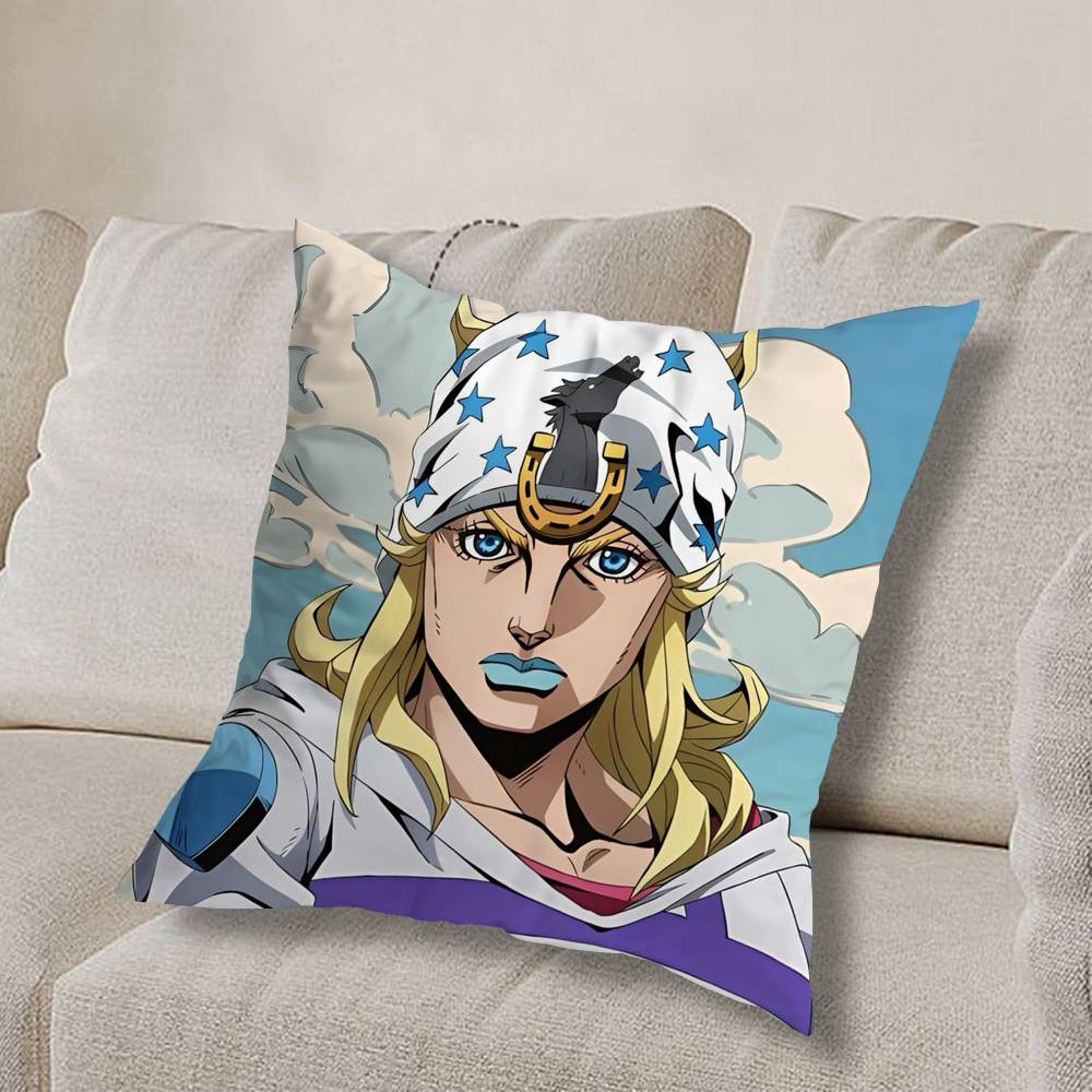 cute J-Johnny Joestar Jojo COOL Pillow Case Anti-dustmite Pillowcase Invisible zipper silky short plush Sofa cushion cover