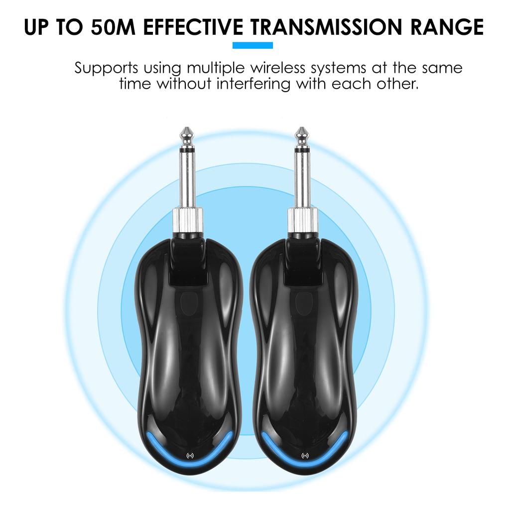 Sistem fără fir pentru chitară digitală (Emițător + receptor) Suportă funcția de înregistrare internă OTG 50M