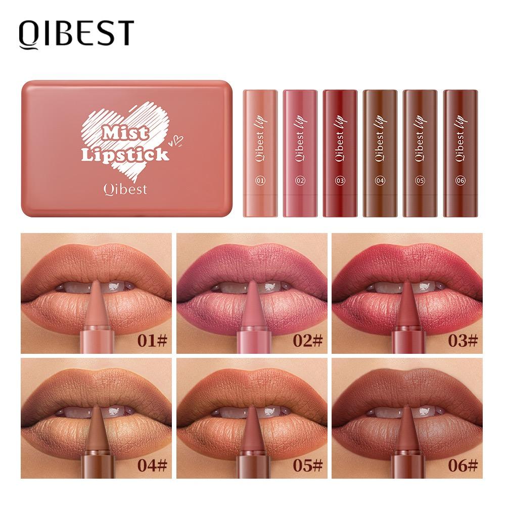 6-color mini lip liner and lipstick pencil, long-lasting waterproof 2-in-1 lip liner and lipstick, sexy matte finish.