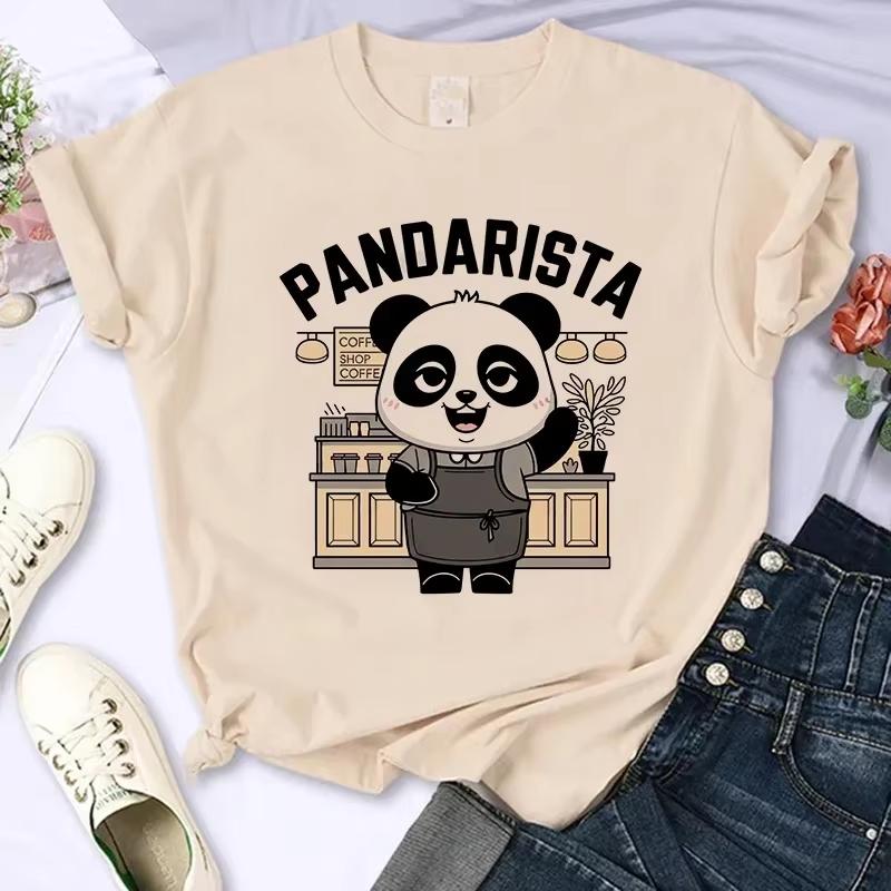 Summer Sleeve Cartoon Casual Creative Tshirt Vintage Round Neck Clothes Funny Cute Panda Printed T Shirt