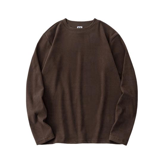 

Осенне-весенний мужской облегающий топ с круглым вырезом, толстый эластичный свитер с длинными рукавами, однотонный, большого размера, средней длины, для фитнеса, повседневная одежда, рубашка 3XL коричневый