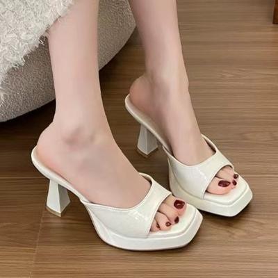 Mode High Heels Damen Plateau Pantoletten Fad Klobig Flach Elegant Schuhe 2025 Sommer Klassische Slides Partykleid Pumps Flip Flops