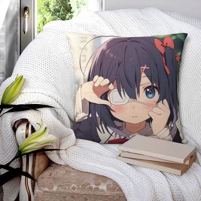 Funny Anime Rikka Takanashi Square Pillowcase Cushion Cover Pillow Case Throw Pillow Cover for Home Sofa Living Room