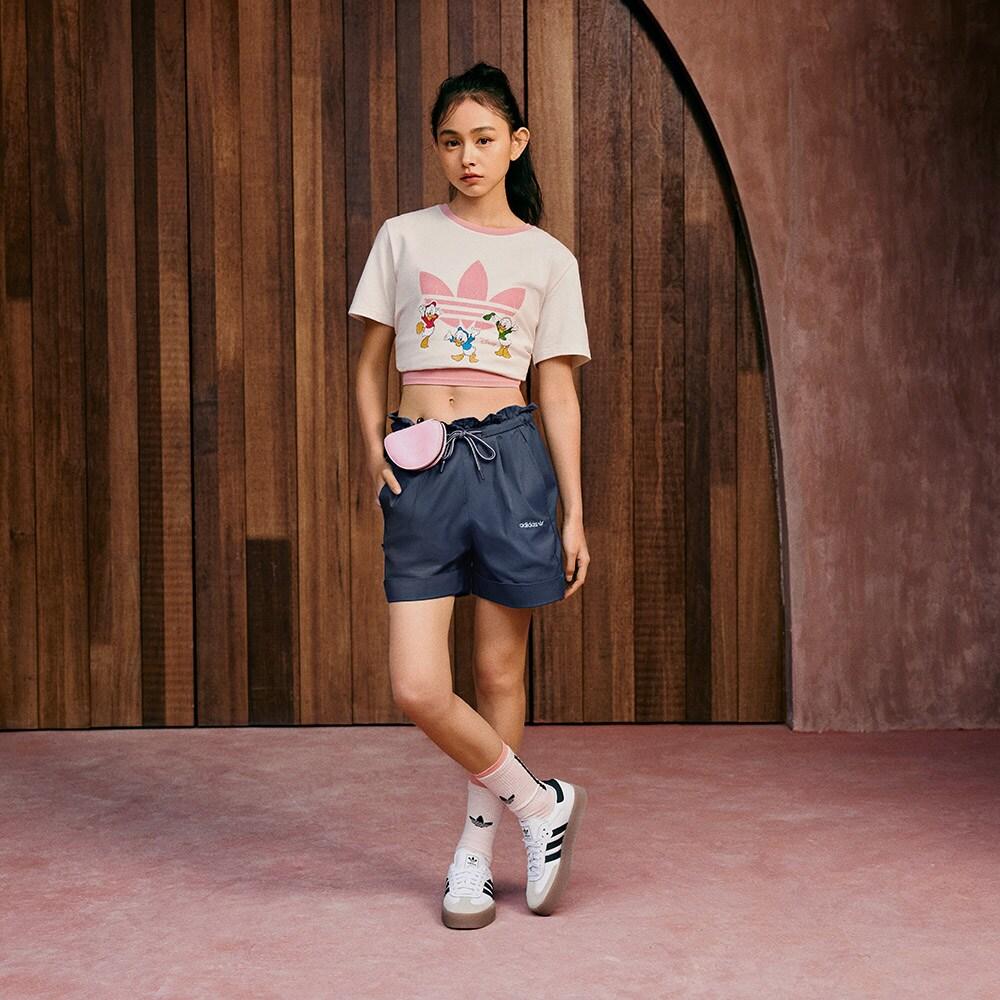 adidas Disney Cotton Print Sports Short Sleeve T-Shirt Women Tops White JP1428