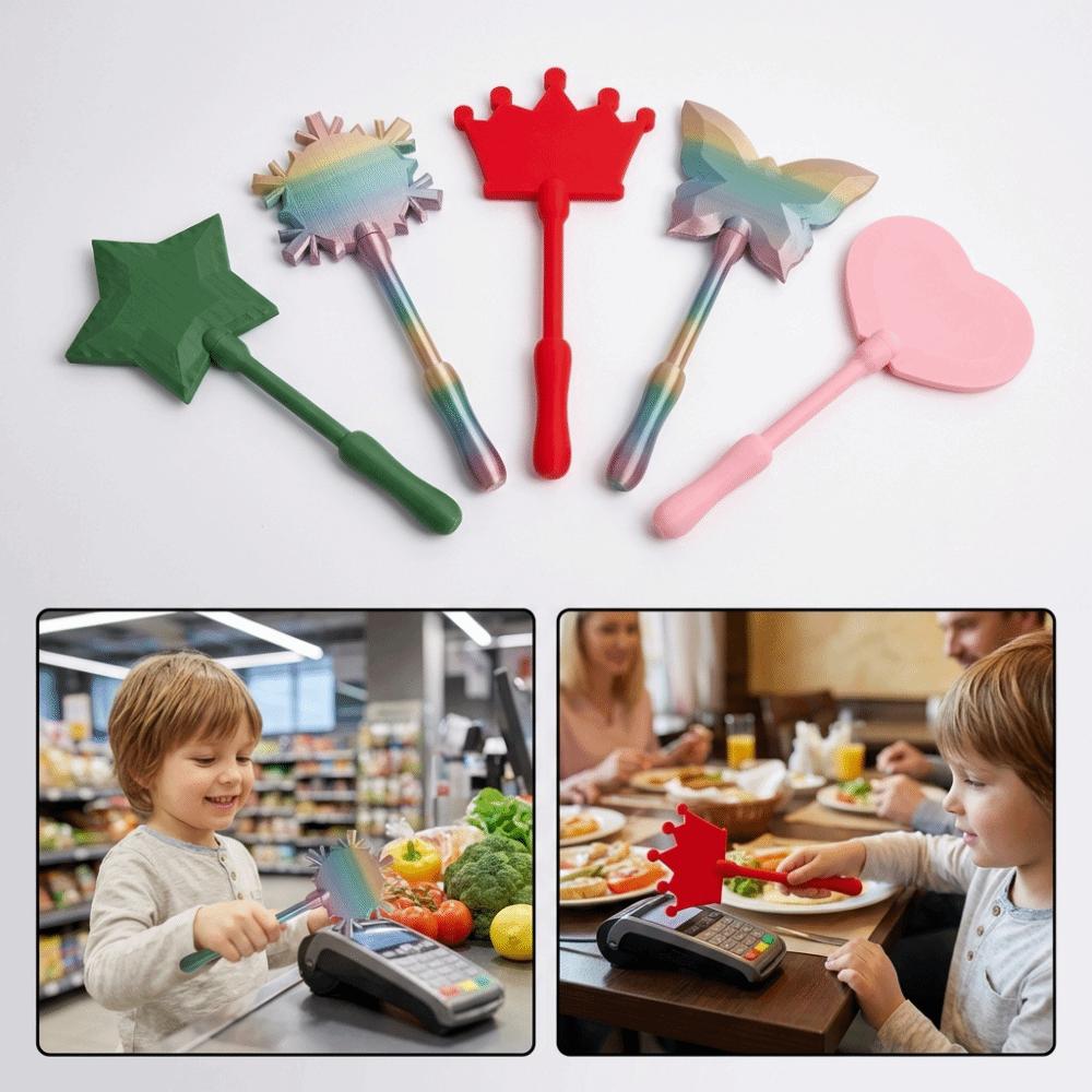 Novidade Criativa Impressão 3D Varinha Tocar para Pagar Leve Fofa Estrela Suporte para Varinha Mágica 35cm Engraçado Porta-Cartão de Crédito Presente para Meninas