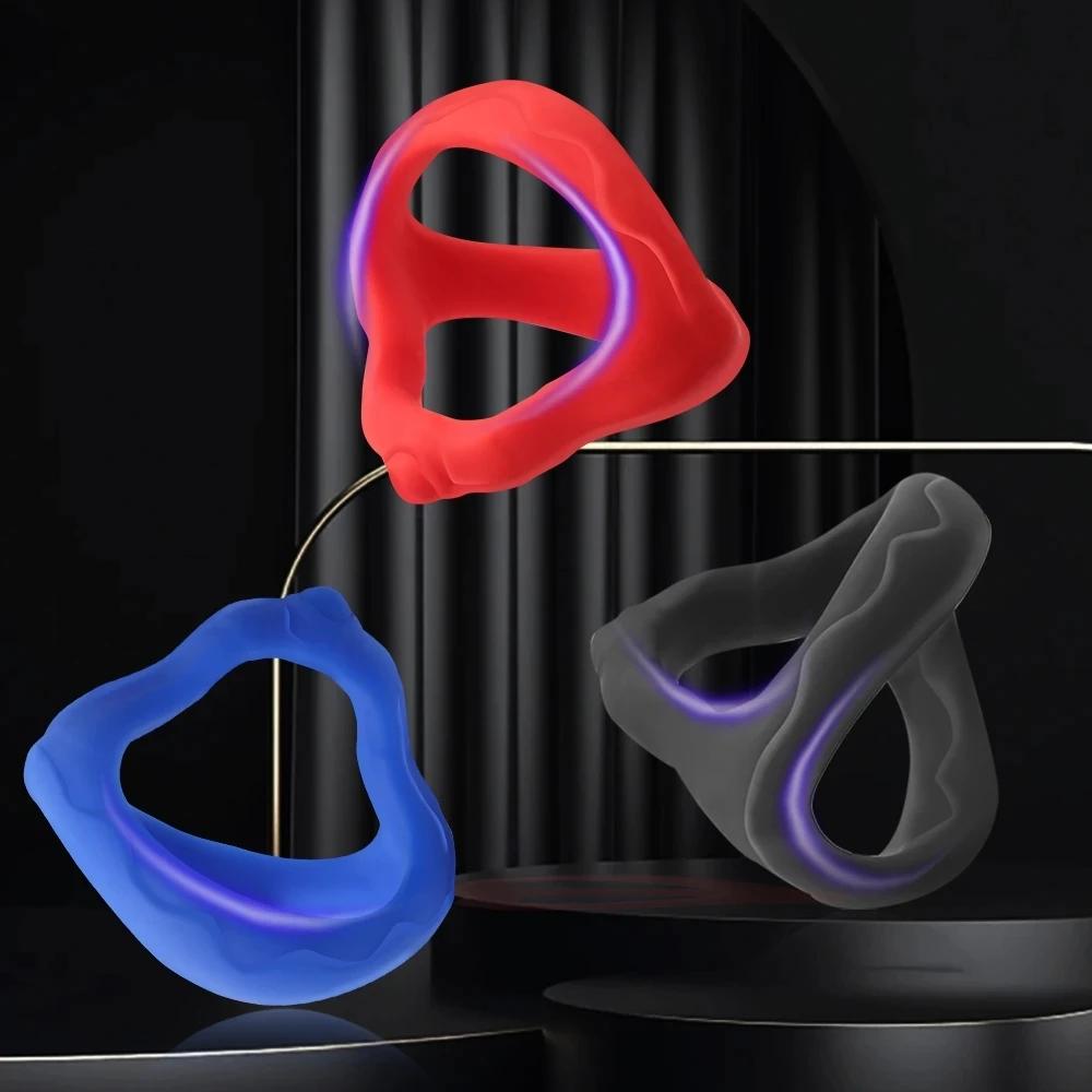 Wiederverwendbarer dreieckiger Penisring für Männer, Hodensack, Bondage, Penisring für verzögerte Ejakulation, Samen, Penisring, anhaltende Erektion, Sexspielzeug für Männer