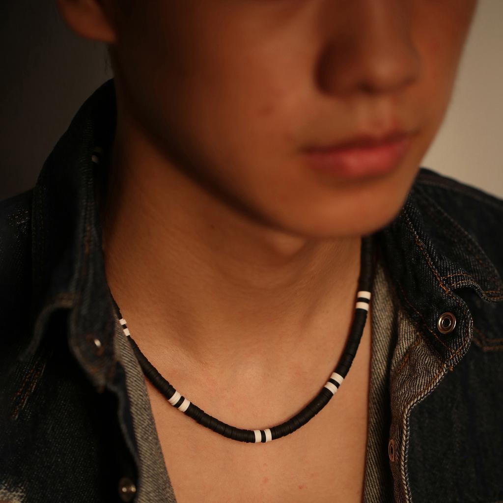 Collar Hombre Bohemia White Black Soft Polymer Beads Necklace Men Collier Homme Male Necklace for Men Women Collana Uomo