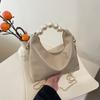 Korean Style Cloud Shoulder Bag PU Leather Women Crossbody Bag Pearl Handle Handbag  Makeup Bag