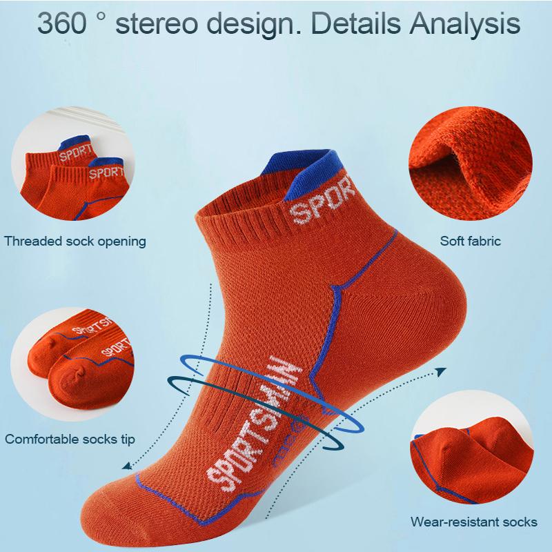 6 Pairs Ankle Socks Men's Mesh Cotton Sports Running Socks Breathable Cushioned Low Cut Thin Socks