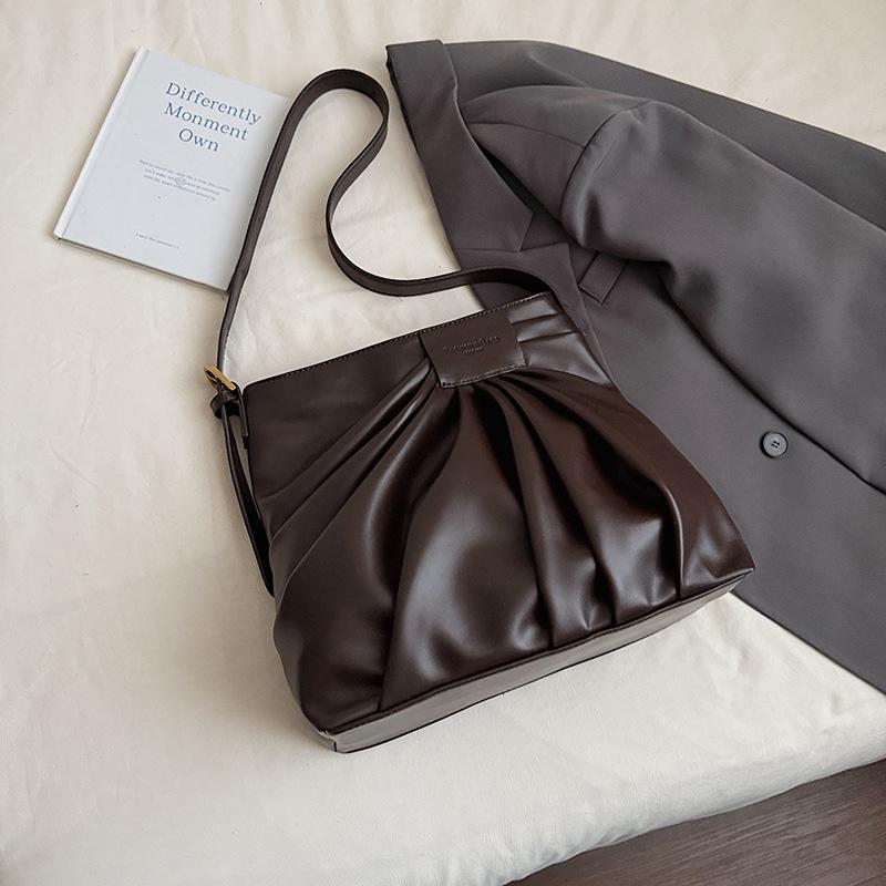 

Fashi Fold PU Leather Women s Shoulder Bags Simple Solid Color Ladies Crossbody Bag Casual Versatile Female Underarm Bags