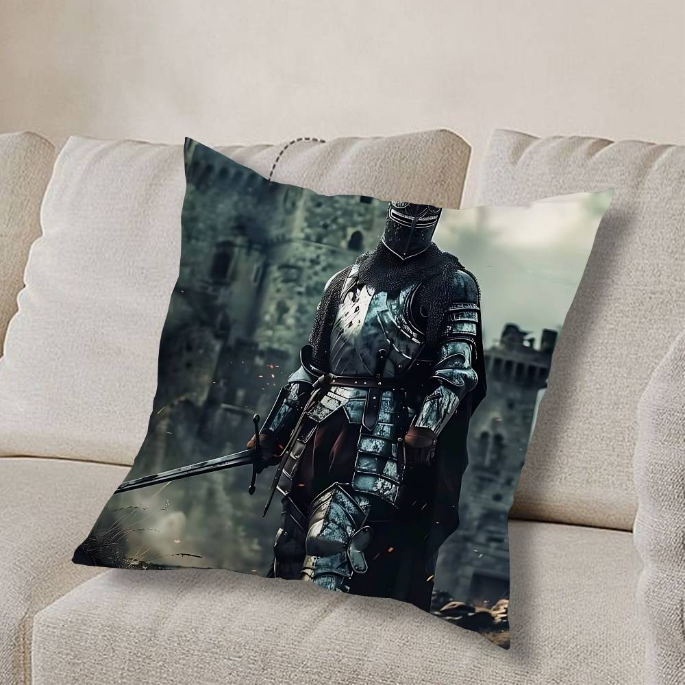 fully armed Medieval Knight Pillow Case Pillow Case Living Room Sofa Cushion Cover Suitable For Home Bedroom Room Decoration