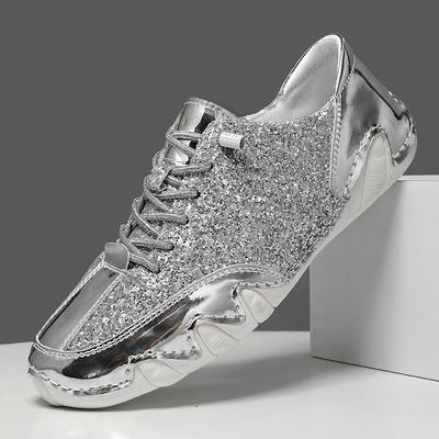 2025 Para Damskie Trampki Męskie Płaskie Buty Złote Luksusowe Błyszczące Buty Streetwear Hip Hop Codzienne Buty Zapatos De Mujer