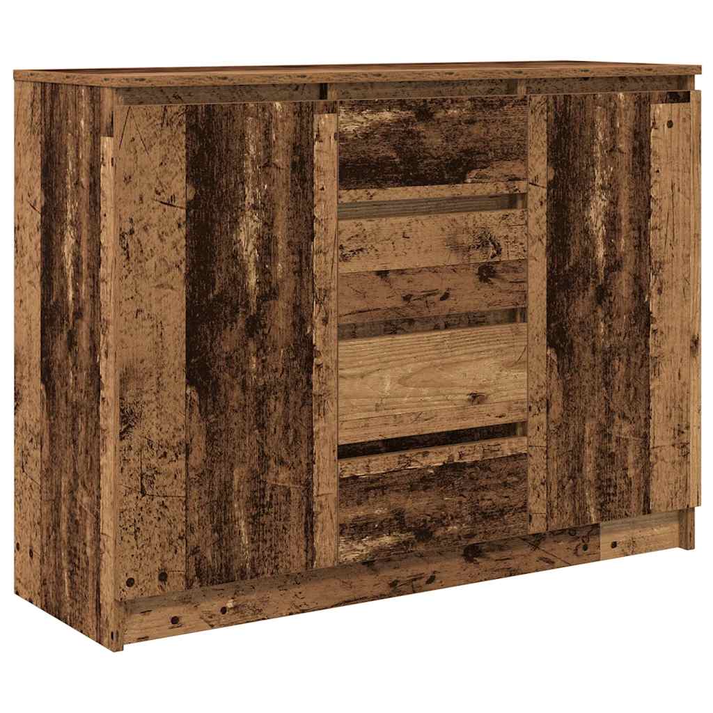Sideboard with Drawers Rustic Wood Look 100.5 X 35 X 76 Cm