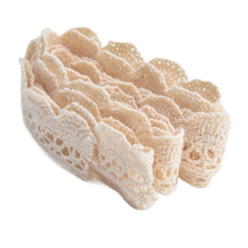 1pcs 20 Yards Length Cotton Lace Trim 2cm Width Scalloped Lace Edge  For Curtain Decoration