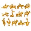 Pingente de Zodíaco Meishiduo em Ouro 18K - Charme Simples Europeu/Americano em Aço Inoxidável DIY
