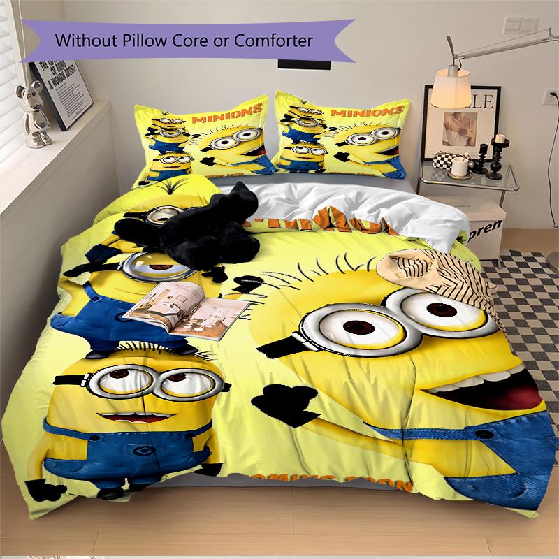 3Pcs Minions Movie Poster Bedding Sets For All Sizes New 3D Printed Bed Cover Comforter Duvet Cover Pillowcase Bedroom Decoration