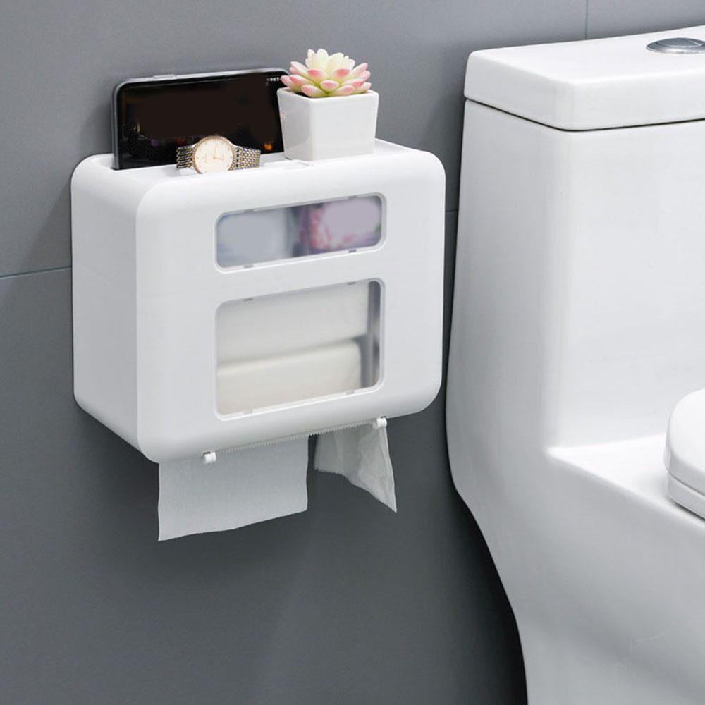 Wall Mounted Toilet Paper Box Large Capacity Roll Paper Storage Rack Sundries Storage Box  for Home