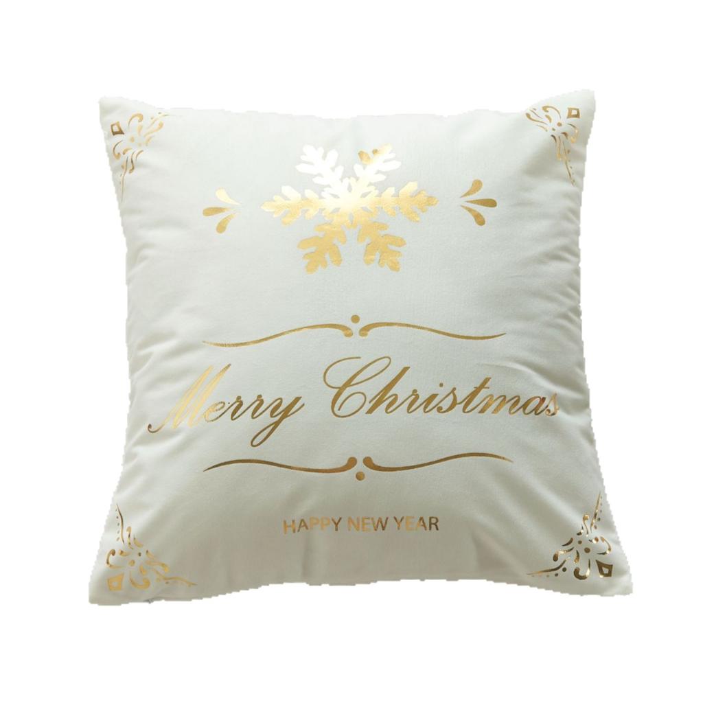Christmas Atmosphere Bronzing Craftsmanship Festive Feel Pillow Cover Fabric Soft and Comfortable Home Sofa Pillow Bedside Cushion