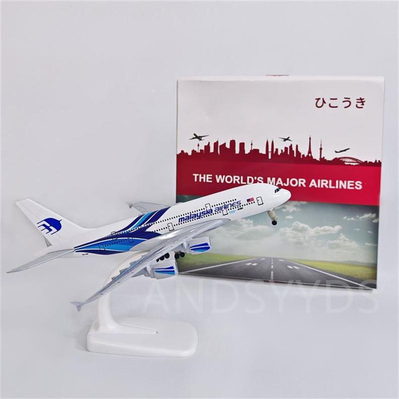 A380 Malaysian Airlines 20cm Airplane Model Diecast Simulation Alloy Toy Plane Kids Toys for Boys Aviation Collection Scale Airc