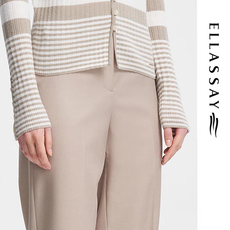 ELLASSAY Women's High-Waist Triacetate Wool Straight-Leg Cropped Trousers