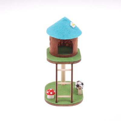 Uroczy Mini Domek dla Lalek Kot Wspinaczka Wieża dla Kota Model Domek dla Lalek Salon Meble Dekoracja Domek dla Lalek Mikro Scena Dekoracja