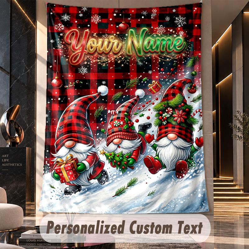 Gnome (63) Theme Custom Tapestry Personalized Custom Name Text Wall Hanging Tapestry Home Decor Background Cloth