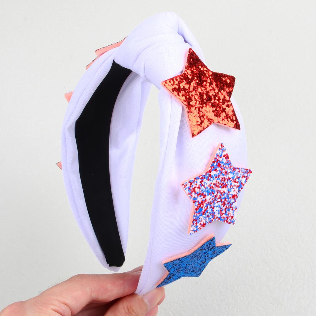 USA Independence Day Star Headband for Women Girls Fabric Headbands Holiday Hairbands Bowknot Headband Hair Accessories Headwear
