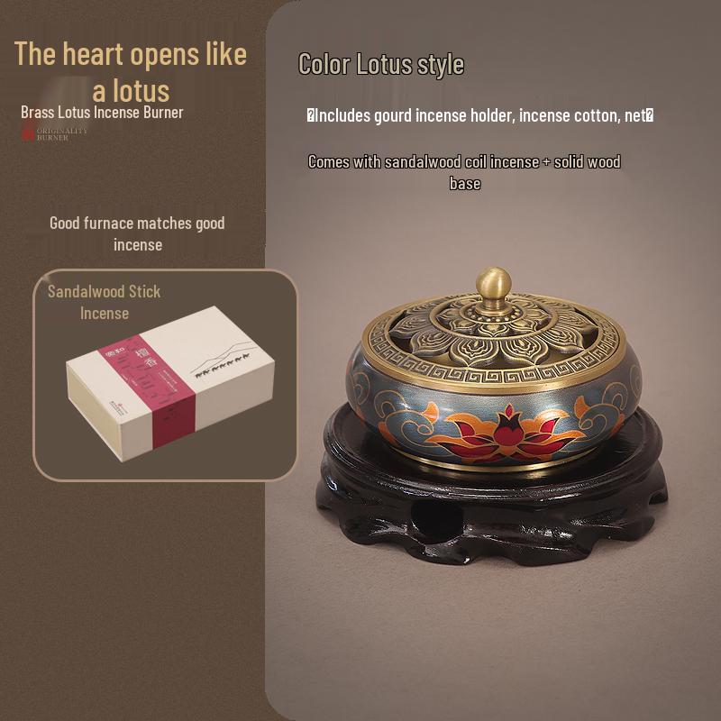 Pure Copper Incense Burner: Indoor Household Use for Agarwood & Sandalwood Fumigation, Includes Tray and Incense Seal.