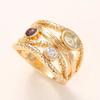 1pc Synthetic Zircon Ring, Gradient Color, Geometric Multi-layer Lines, Exquisite Luxurious and Fashionable Ring