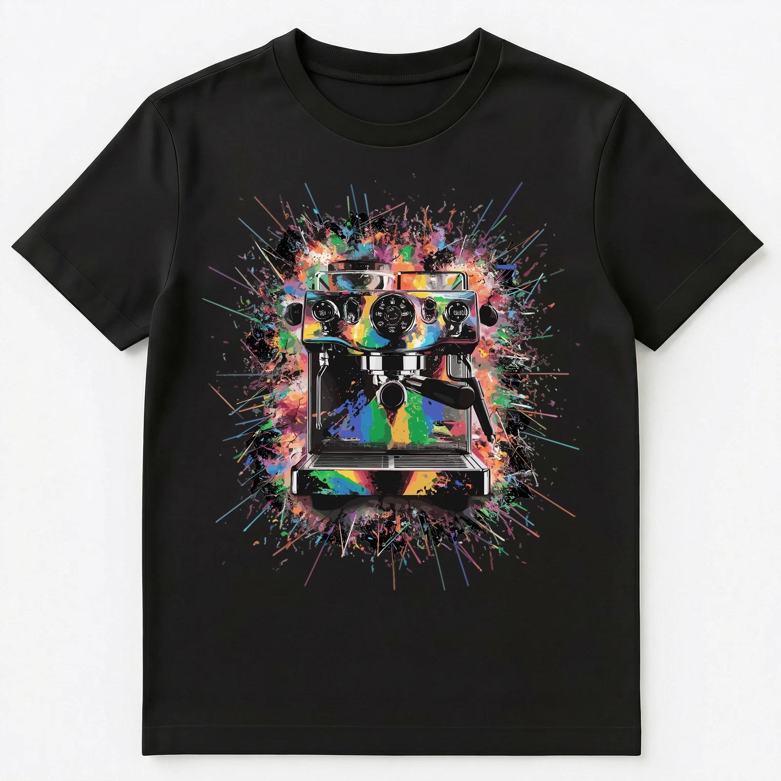 

Colorful Paint Splash Coffee Machine Art Graphic Unisex T-Shirt XL