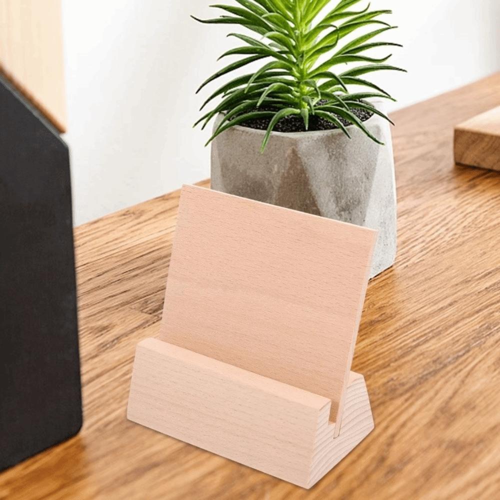 Support de calendrier de bureau en bois naturel Base stable Support pour cartes postales Support décoratif pour cartes de jeu Hôtel