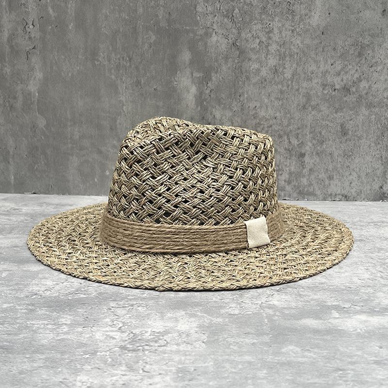 French Vintage Panama Straw Hat Saltwater Straw Top Hat Men'S And Women'S Sunscreen Beach Sun Hat