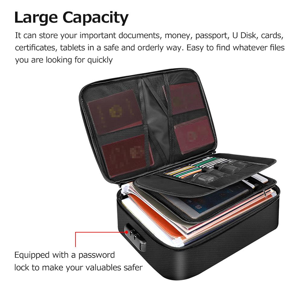 Multifunctional Multi-Layer Document Bag Large Capacity Fireproof Waterproof File Certificate