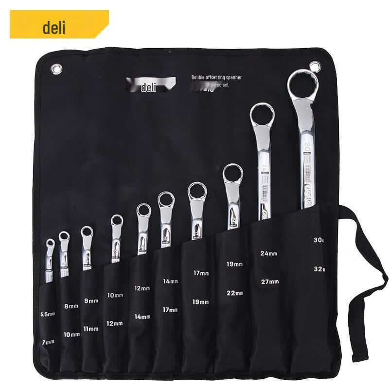 Deli 10-Piece Mirror Finish Double Box-End Wrench Set