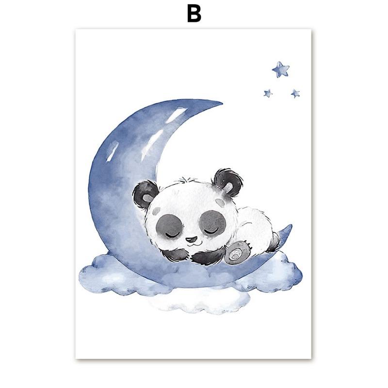 

Синяя Панда Слон Луна Облако Звезды Детские Постеры Художественные Принты Холст Живопись Настенные Картины Для Детской Комнаты Домашнее Украшение 21cm×30cm NoFrame