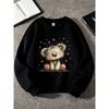 Valentine's Day Heart Bear Cute Print Theme, the Perfect Gift for Kids, Unisex Round Neck Long Sleeve Sweatshirt, Autumn/Winter Daily