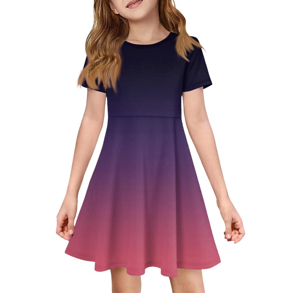 Mädchen Sommerkleid Farbe & Muster Kurzarmkleid Mit Tasche Freizeitkleid Kurze Ärmel Partykleid Ostertag