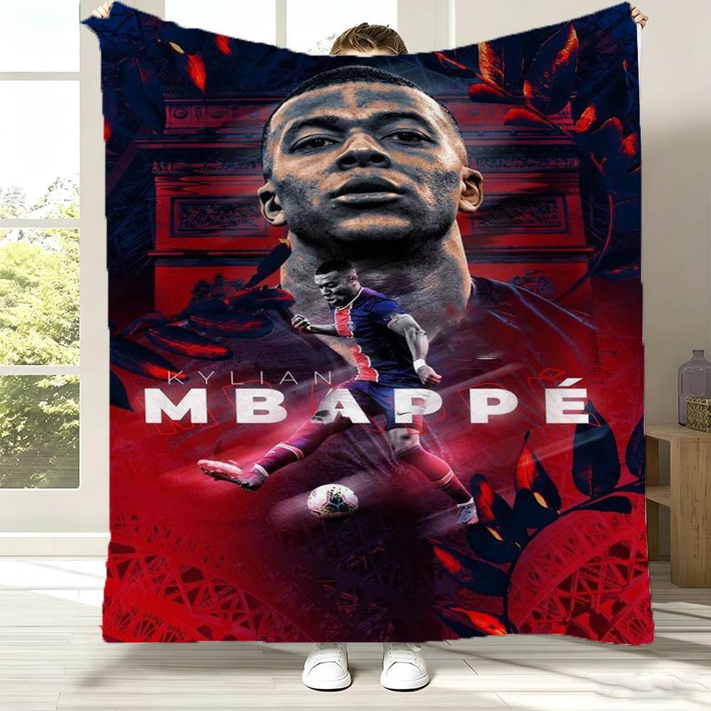 3D Football Star M-MbappeSs Cool Flannel Blanket Soft Throw Blanket Art For Home Decor Bedroom Bed Sofa Cover Picnic Fans Gifts